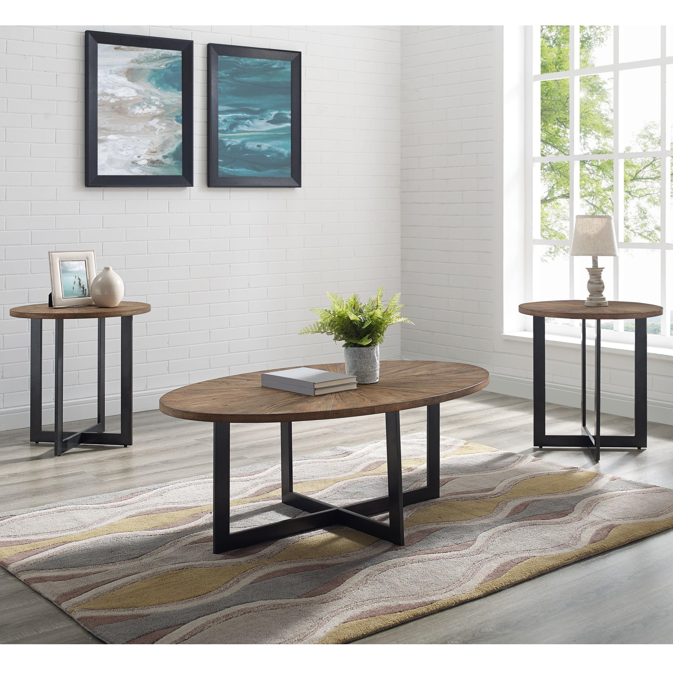 Steve Silver Colton Industrial Living Room Table 3 Piece Set